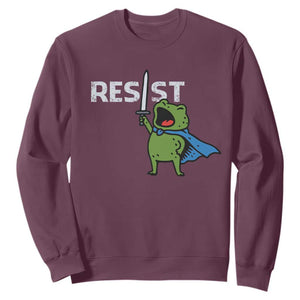 Resist Frog Warrior Sweatshirt Funny Rebel Meme Gift TS12 Maroon Print Your Wear