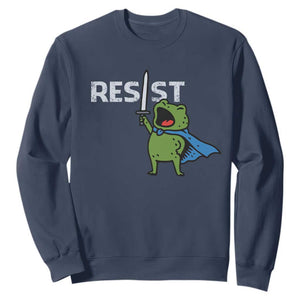 Resist Frog Warrior Sweatshirt Funny Rebel Meme Gift TS12 Navy Print Your Wear