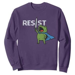 Resist Frog Warrior Sweatshirt Funny Rebel Meme Gift TS12 Purple Print Your Wear