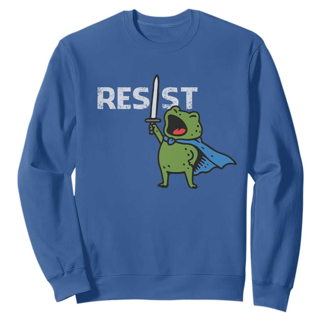 Resist Frog Warrior Sweatshirt Funny Rebel Meme Gift TS12 Royal Blue Print Your Wear
