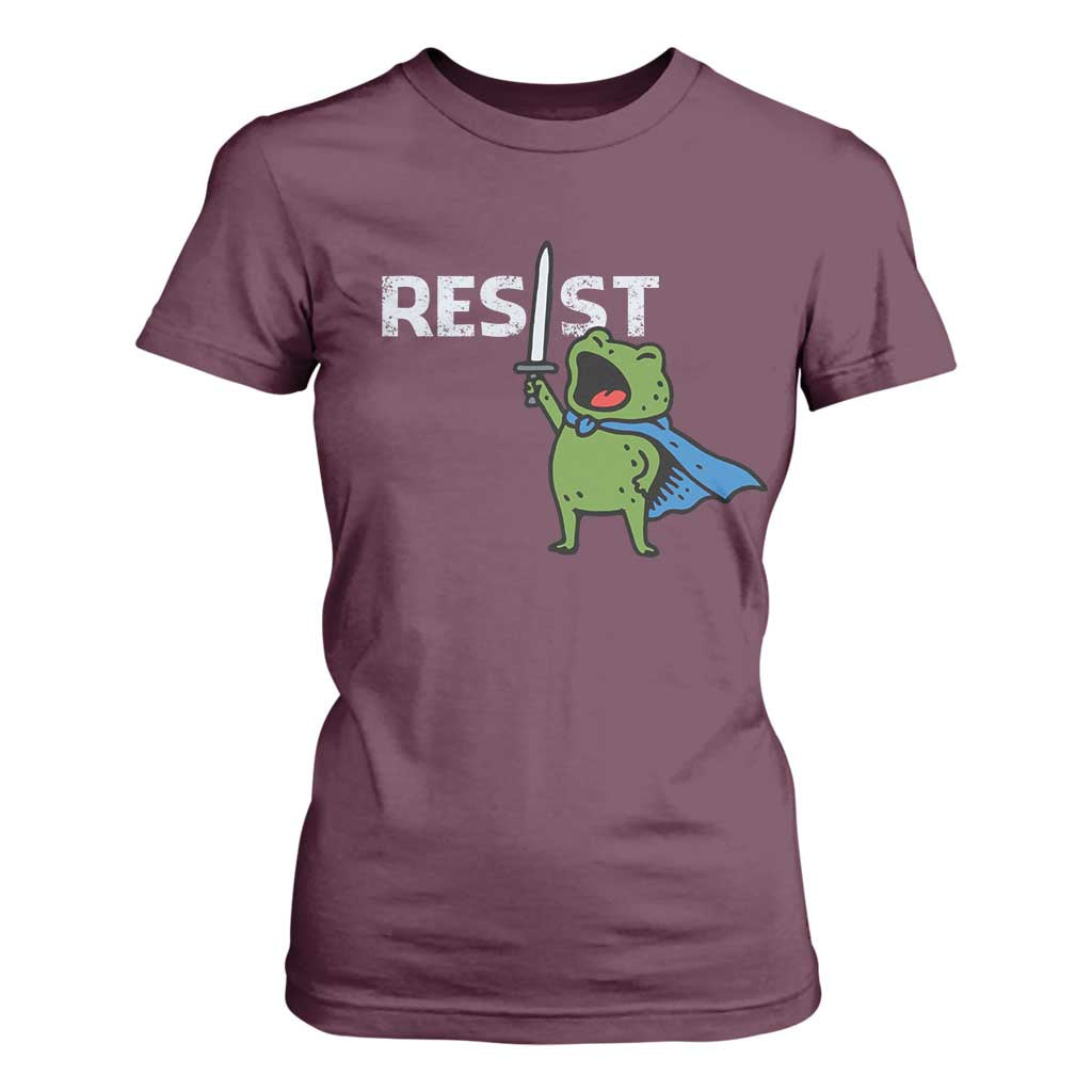 Resist Frog Warrior T Shirt For Women Funny Rebel Meme Gift TS12 Maroon Print Your Wear
