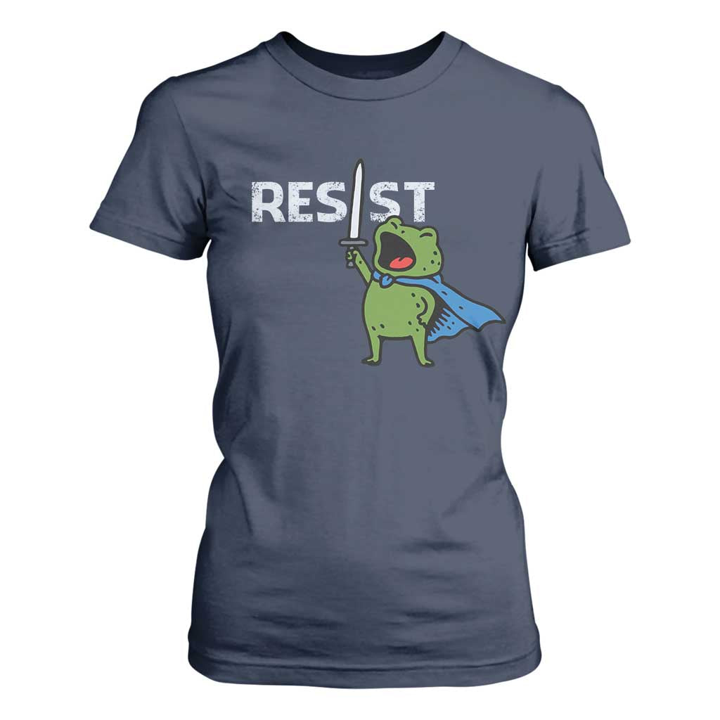 Resist Frog Warrior T Shirt For Women Funny Rebel Meme Gift TS12 Navy Print Your Wear