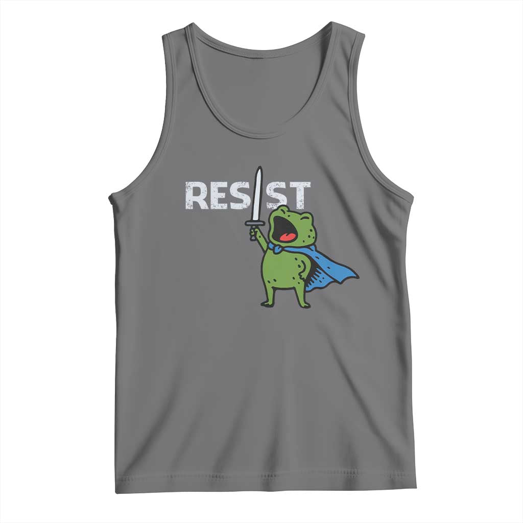 Resist Frog Warrior Tank Top Funny Rebel Meme Gift TS12 Black Heather Print Your Wear