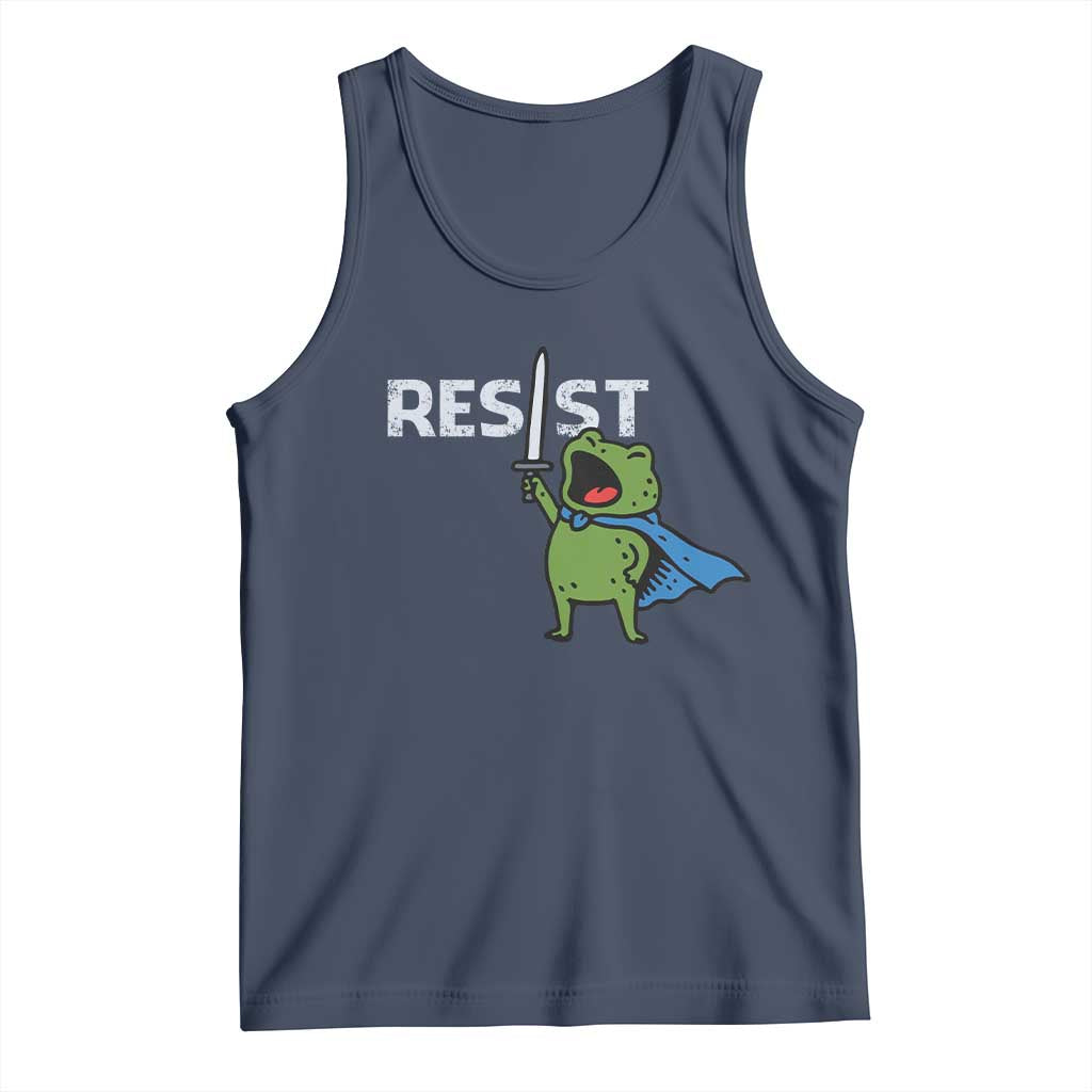 Resist Frog Warrior Tank Top Funny Rebel Meme Gift TS12 Navy Print Your Wear