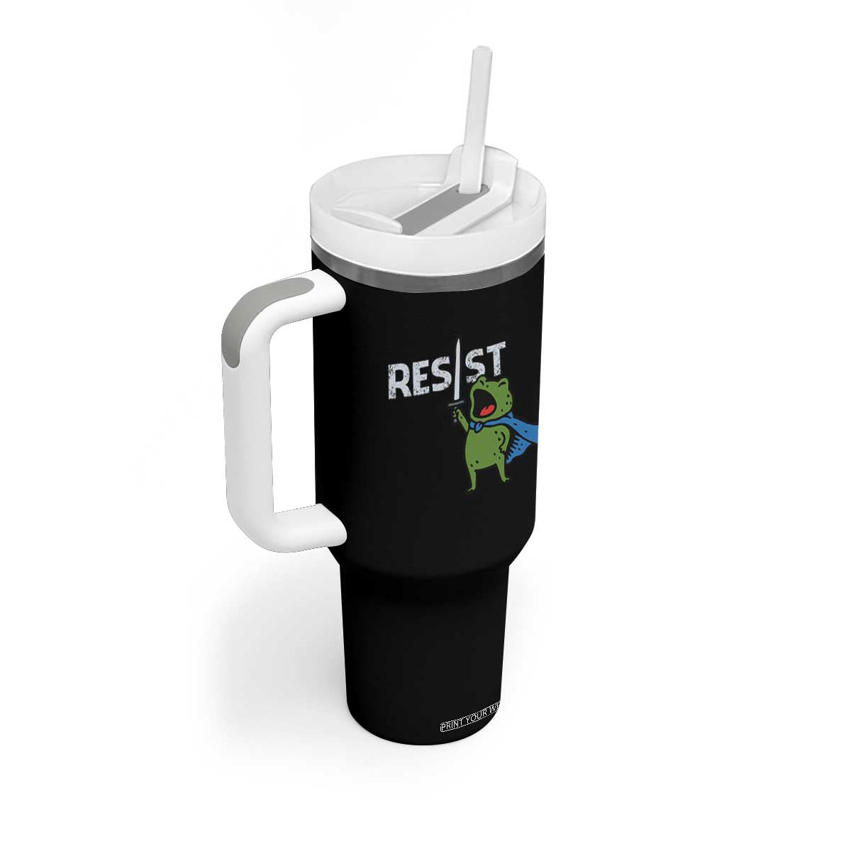 Resist Frog Warrior Tumbler With Handle Funny Rebel Meme Gift TS12 Print Your Wear