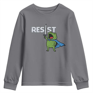 Resist Frog Warrior Youth Sweatshirt Funny Rebel Meme Gift TS12 Charcoal Print Your Wear