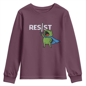 Resist Frog Warrior Youth Sweatshirt Funny Rebel Meme Gift TS12 Maroon Print Your Wear
