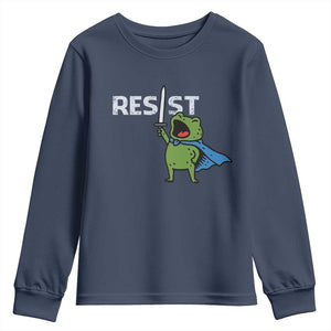 Resist Frog Warrior Youth Sweatshirt Funny Rebel Meme Gift TS12 Navy Print Your Wear