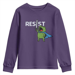 Resist Frog Warrior Youth Sweatshirt Funny Rebel Meme Gift TS12 Purple Print Your Wear