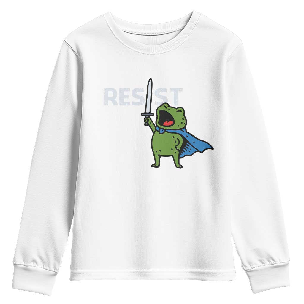 Resist Frog Warrior Youth Sweatshirt Funny Rebel Meme Gift TS12 White Print Your Wear
