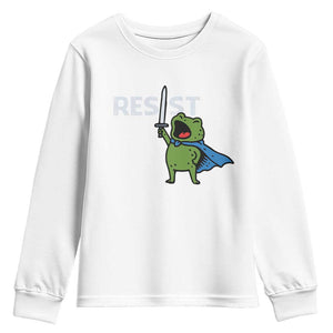 Resist Frog Warrior Youth Sweatshirt Funny Rebel Meme Gift TS12 White Print Your Wear