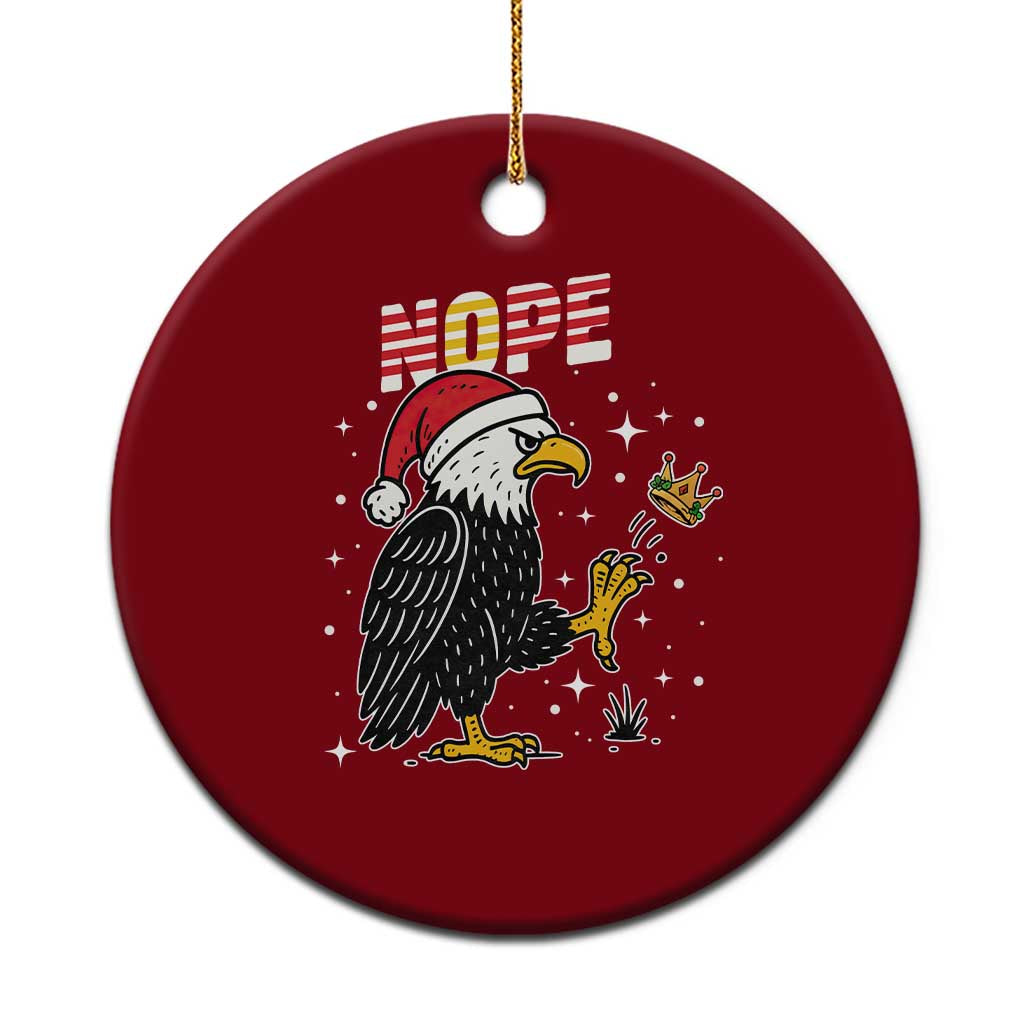 Funny Eagle No Kings In America Xmas 2025 Ceramic Ornament - Print Your Wear