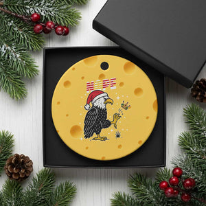 Funny Eagle No Kings In America Xmas 2025 Ceramic Ornament - Print Your Wear