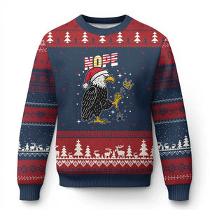 Funny Eagle No Kings In America Xmas 2025 Ugly Christmas Sweater TS12 Navy Red Print Your Wear