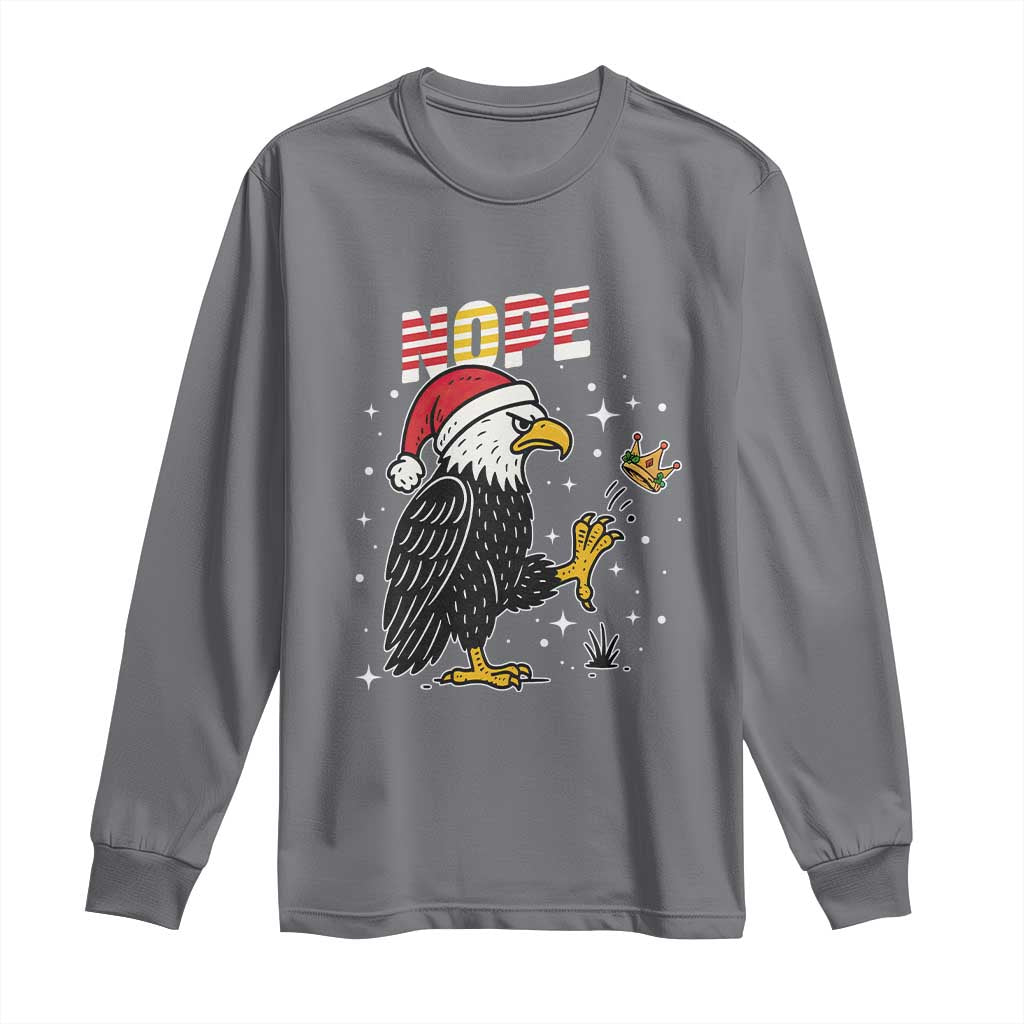 Funny Eagle No Kings In America Christmas 2025 Long Sleeve Shirt TS12 Charcoal Print Your Wear