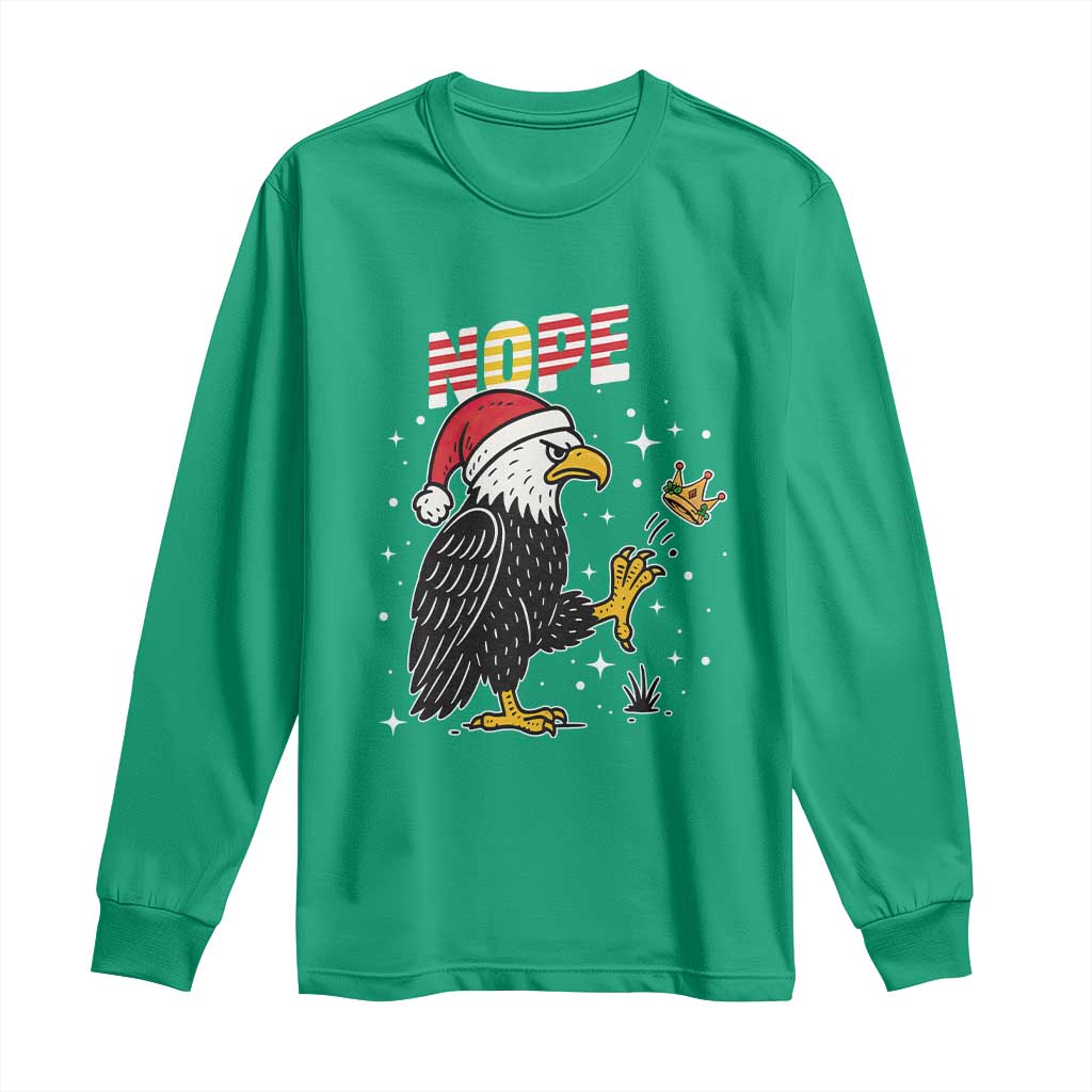Funny Eagle No Kings In America Christmas 2025 Long Sleeve Shirt TS12 Irish Green Print Your Wear