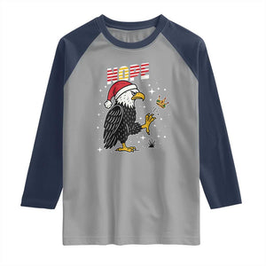 Funny Eagle No Kings In America Christmas 2025 Raglan Shirt TS12 Sport Gray Navy Print Your Wear