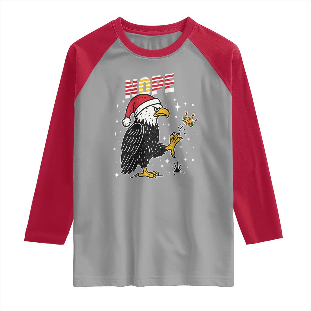 Funny Eagle No Kings In America Christmas 2025 Raglan Shirt TS12 Sport Gray Red Print Your Wear