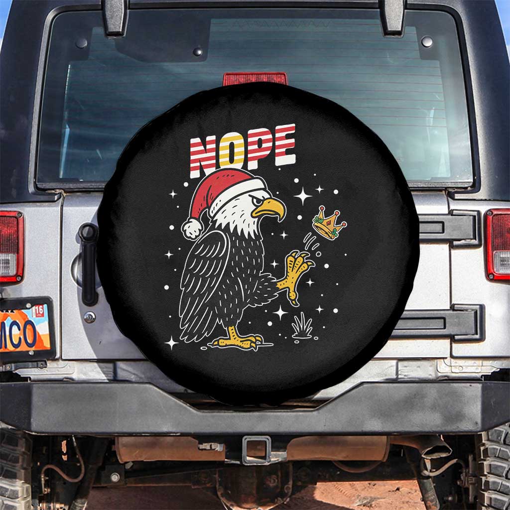 Funny Eagle No Kings In America Christmas 2025 Spare Tire Cover TS12 No hole Black Print Your Wear