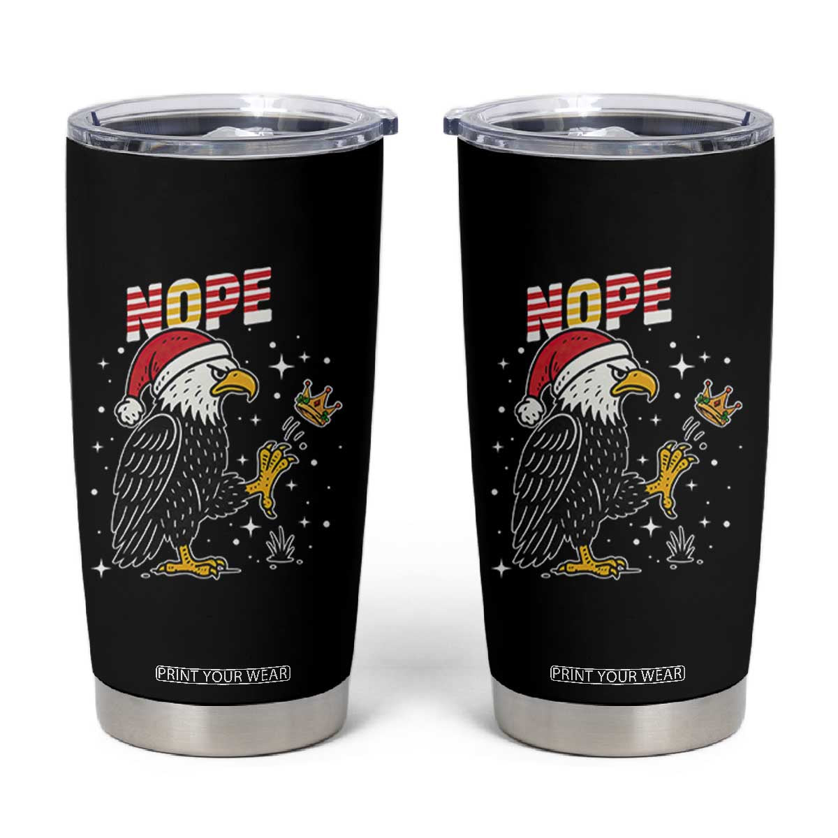 Funny Eagle No Kings In America Christmas 2025 Tumbler Cup - Print Your Wear