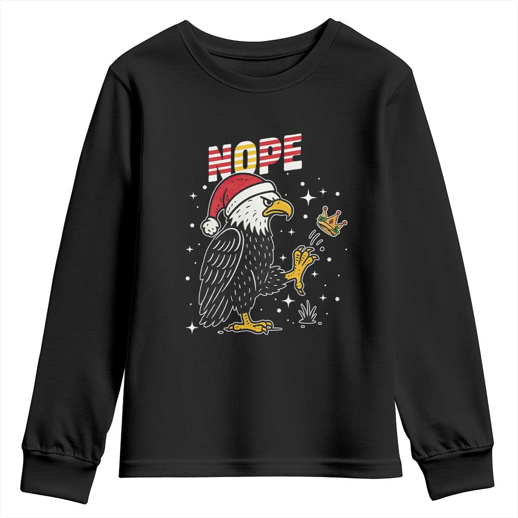Funny Eagle No Kings In America Christmas 2025 Youth Sweatshirt TS12 Black Print Your Wear