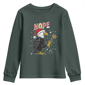 Funny Eagle No Kings In America Christmas 2025 Youth Sweatshirt TS12 Dark Forest Green Print Your Wear