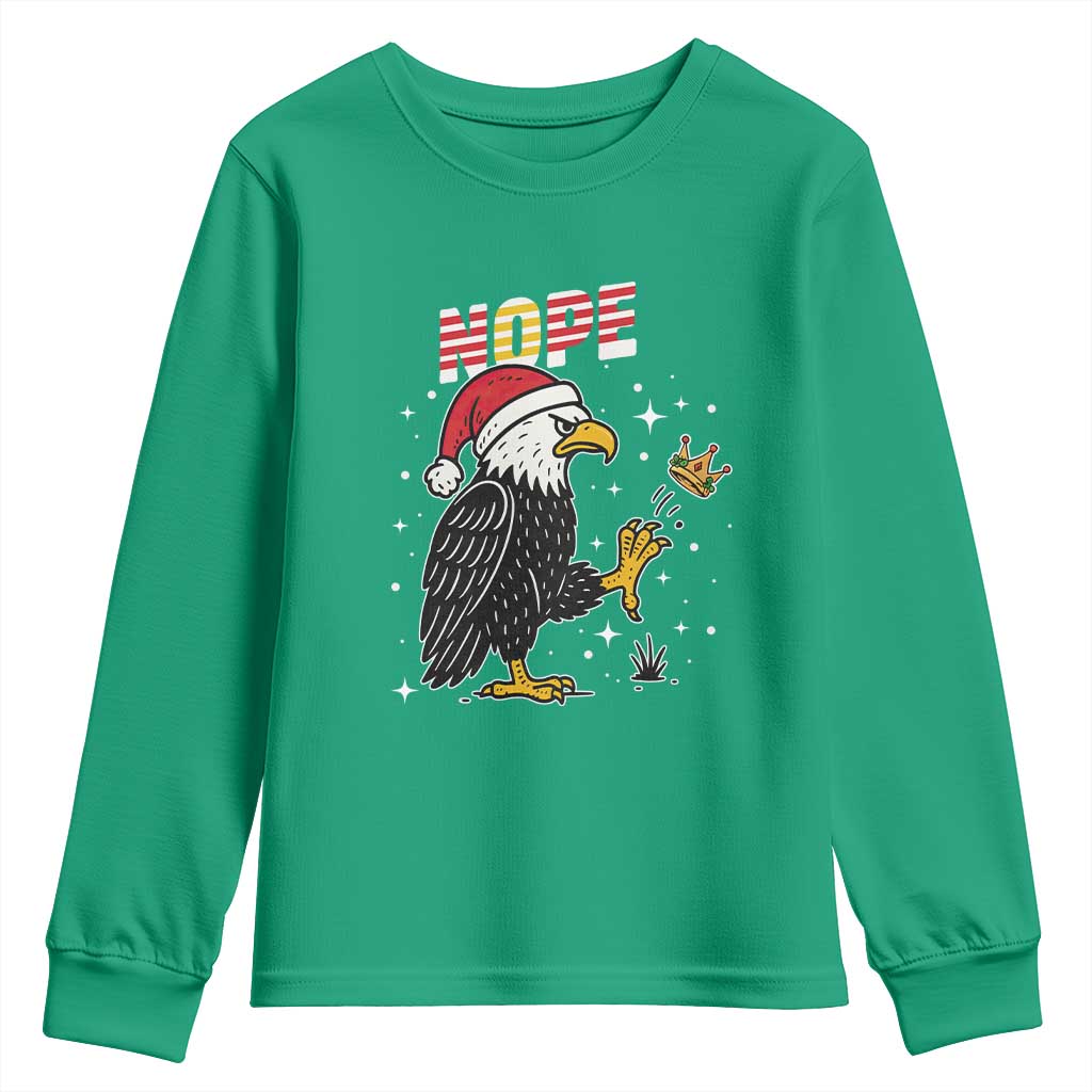 Funny Eagle No Kings In America Christmas 2025 Youth Sweatshirt TS12 Irish Green Print Your Wear