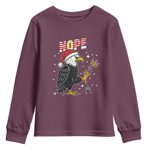 Funny Eagle No Kings In America Christmas 2025 Youth Sweatshirt TS12 Maroon Print Your Wear