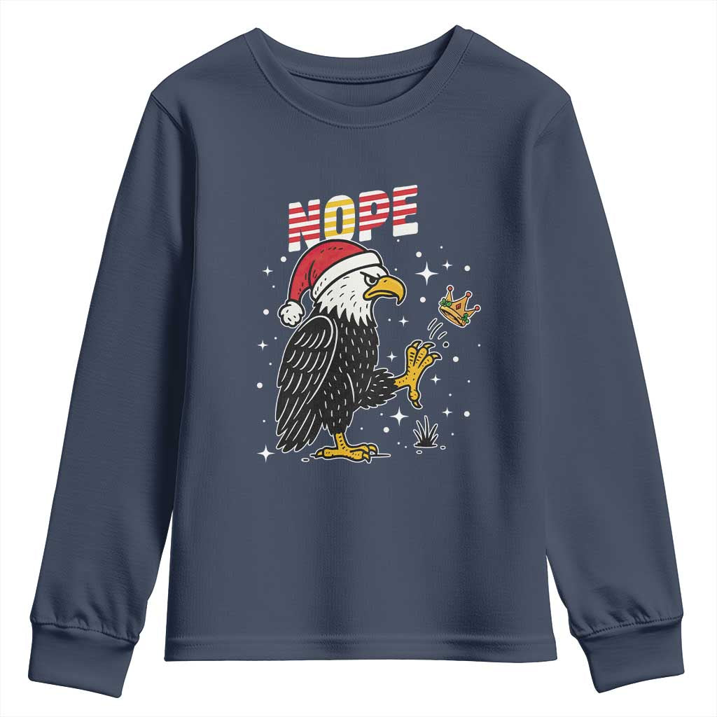 Funny Eagle No Kings In America Christmas 2025 Youth Sweatshirt TS12 Navy Print Your Wear