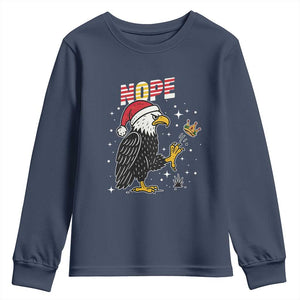 Funny Eagle No Kings In America Christmas 2025 Youth Sweatshirt TS12 Navy Print Your Wear