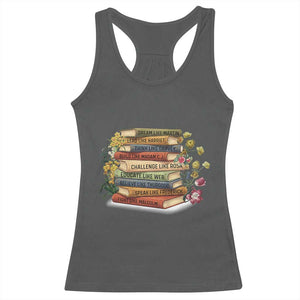 Black History Leaders Book Racerback Tank Top African American Teachers TS12 Dark Heather Print Your Wear