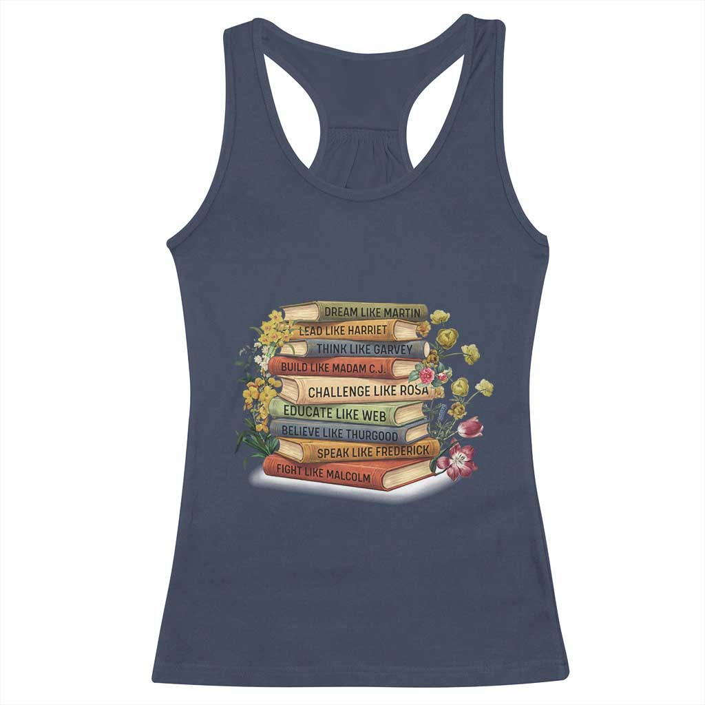 Black History Leaders Book Racerback Tank Top African American Teachers TS12 Navy Print Your Wear