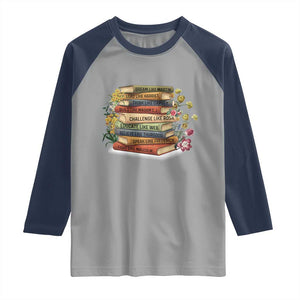 Black History Leaders Book Raglan Shirt African American Teachers TS12 Sport Gray Navy Print Your Wear
