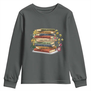 Black History Leaders Book Youth Sweatshirt African American Teachers TS12 Dark Heather Print Your Wear