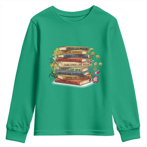 Black History Leaders Book Youth Sweatshirt African American Teachers TS12 Irish Green Print Your Wear