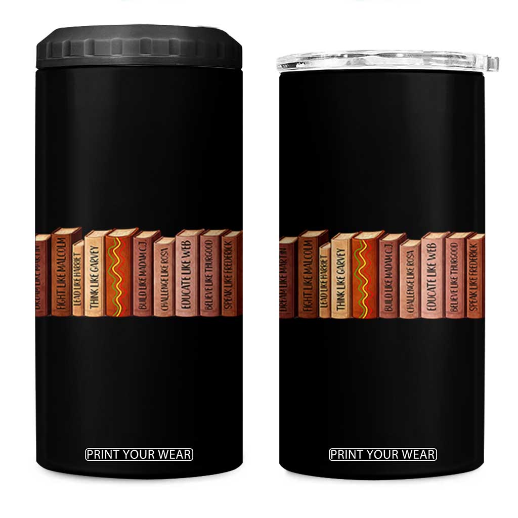 African American Teachers Gift 4 in 1 Can Cooler Tumbler Black History Leaders Book TS12 One Size: 16 oz Black Print Your Wear