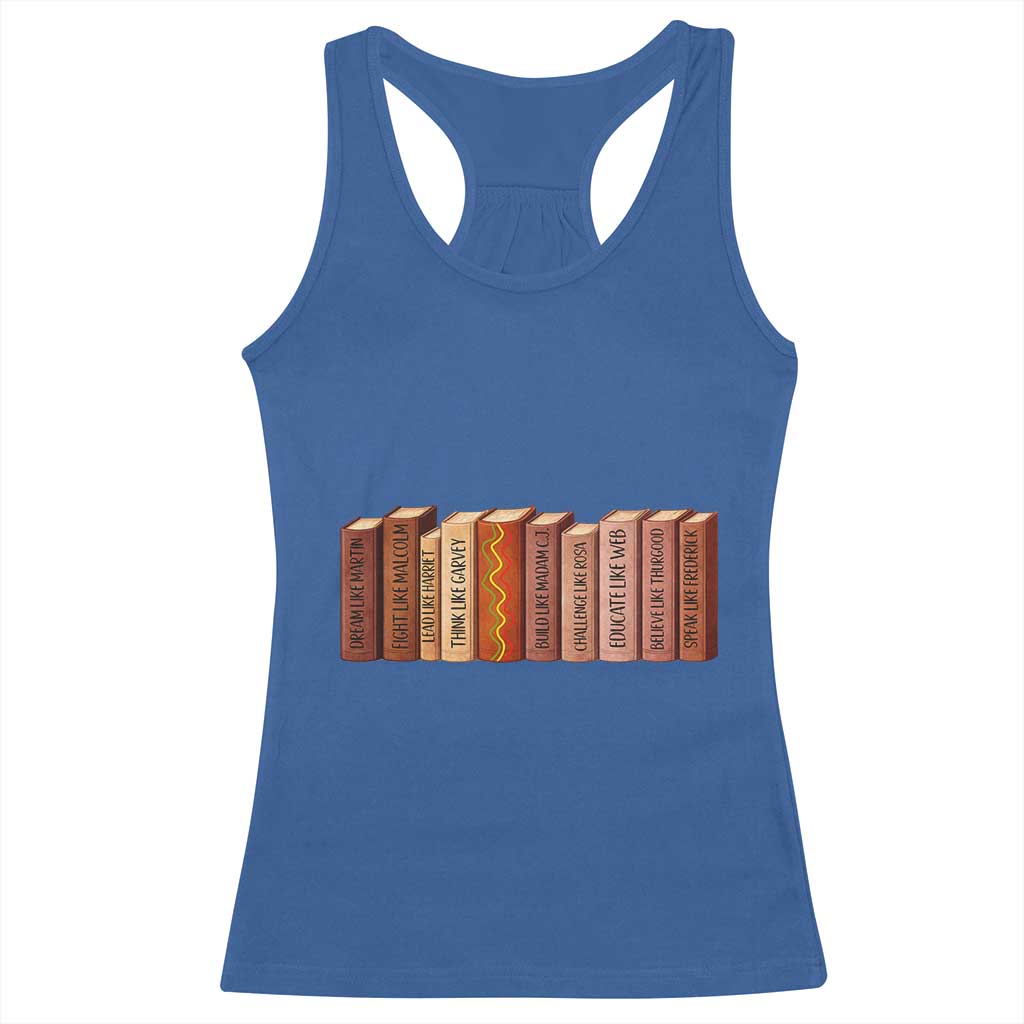 African American Teachers Gift Racerback Tank Top Black History Leaders Book TS12 Royal Blue Print Your Wear
