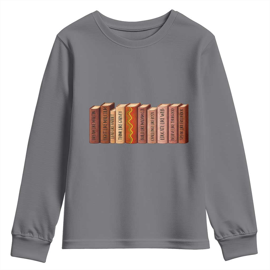 African American Teachers Gift Youth Sweatshirt Black History Leaders Book TS12 Charcoal Print Your Wear