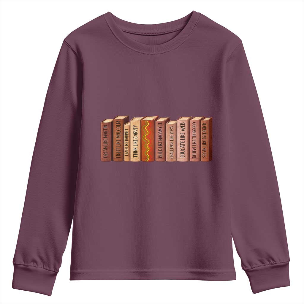 African American Teachers Gift Youth Sweatshirt Black History Leaders Book TS12 Maroon Print Your Wear