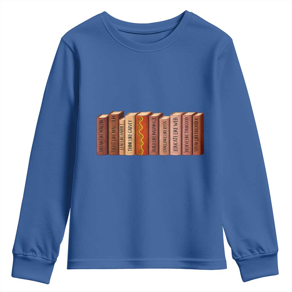 African American Teachers Gift Youth Sweatshirt Black History Leaders Book TS12 Royal Blue Print Your Wear