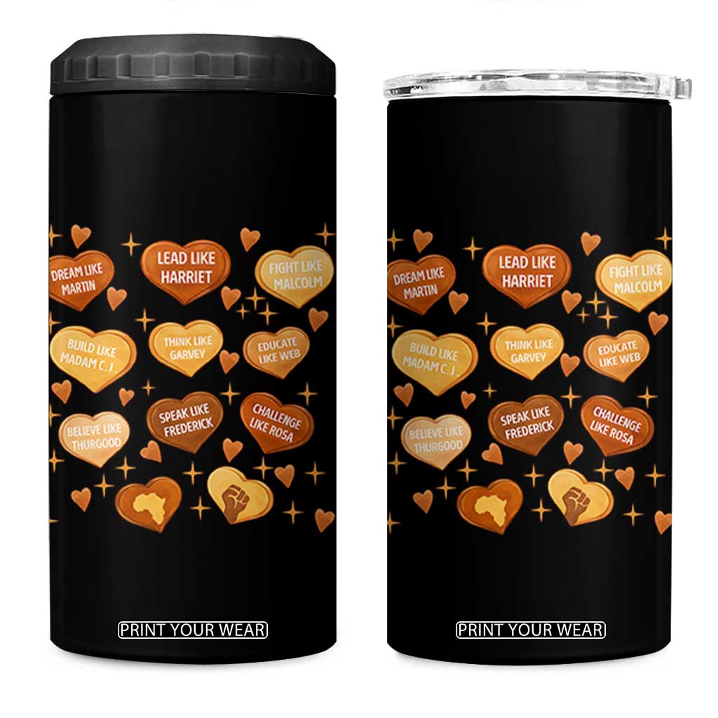 Black History Leaders 4 in 1 Can Cooler Tumbler African American Teachers Pride TS12 One Size: 16 oz Black Print Your Wear