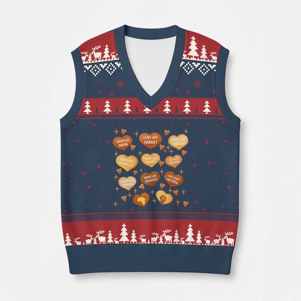 Black History Leaders V-Neck Knit Sweater Vest African American Teachers Pride TS12 Navy Red Print Your Wear