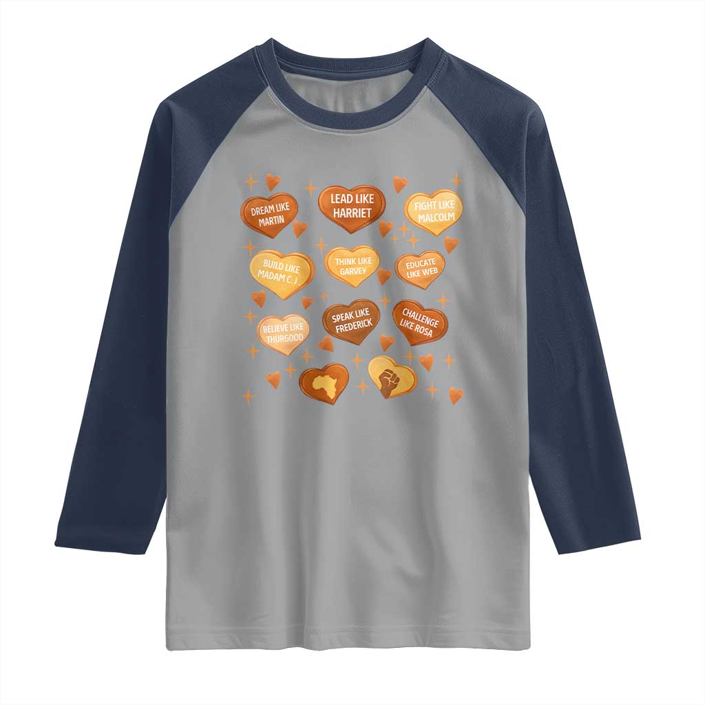 Black History Leaders Raglan Shirt African American Teachers Pride TS12 Sport Gray Navy Print Your Wear