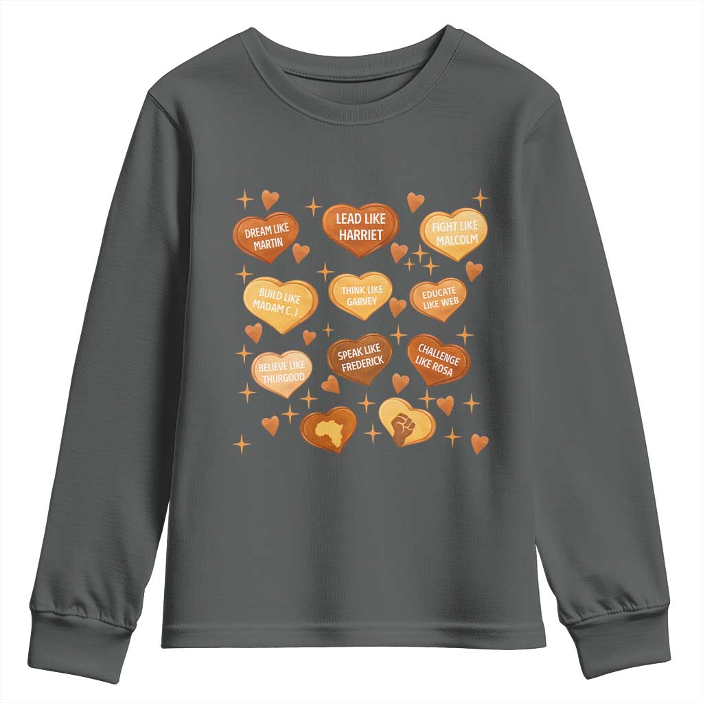 Black History Leaders Youth Sweatshirt African American Teachers Pride TS12 Dark Heather Print Your Wear