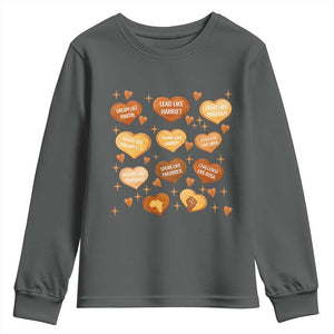 Black History Leaders Youth Sweatshirt African American Teachers Pride TS12 Dark Heather Print Your Wear