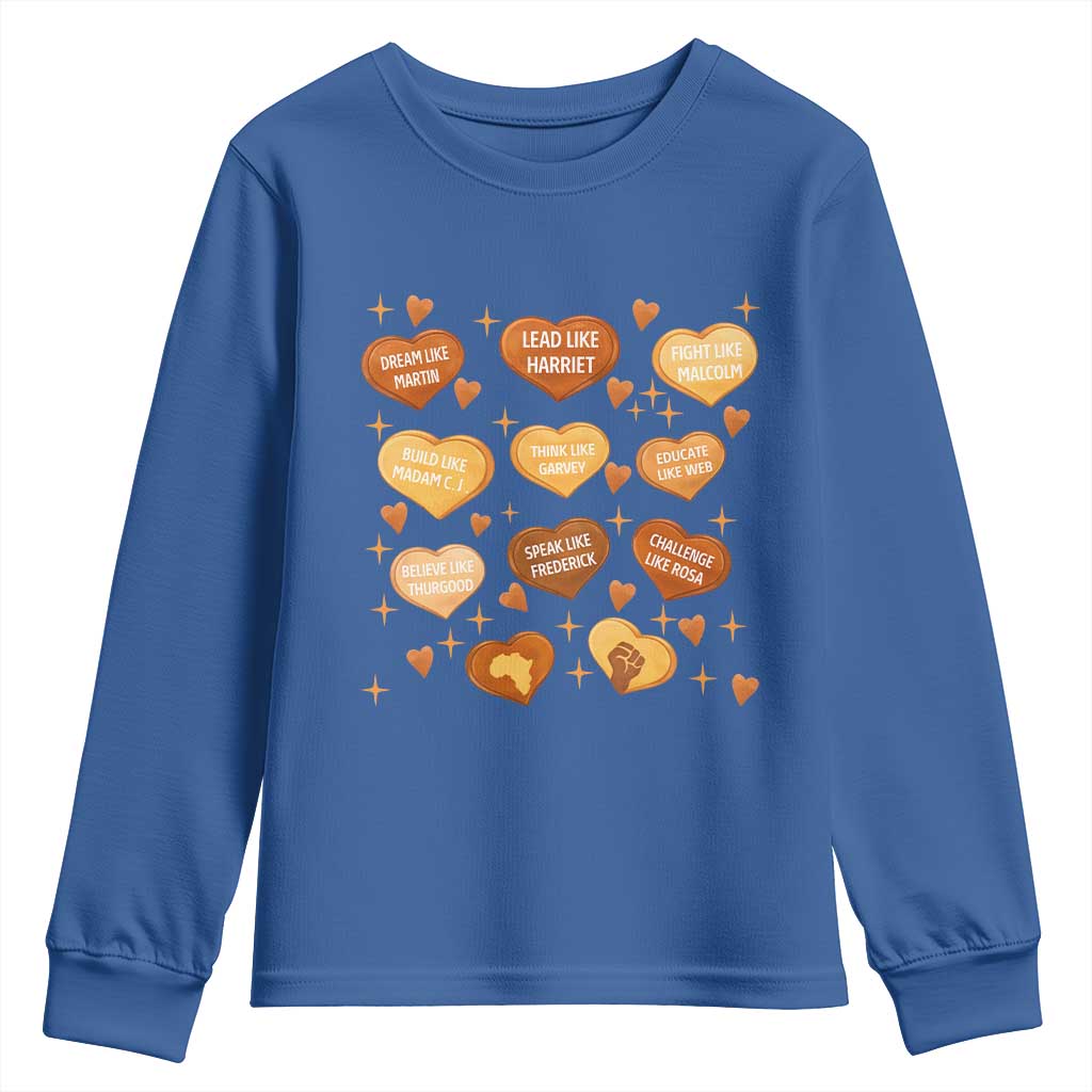 Black History Leaders Youth Sweatshirt African American Teachers Pride TS12 Royal Blue Print Your Wear