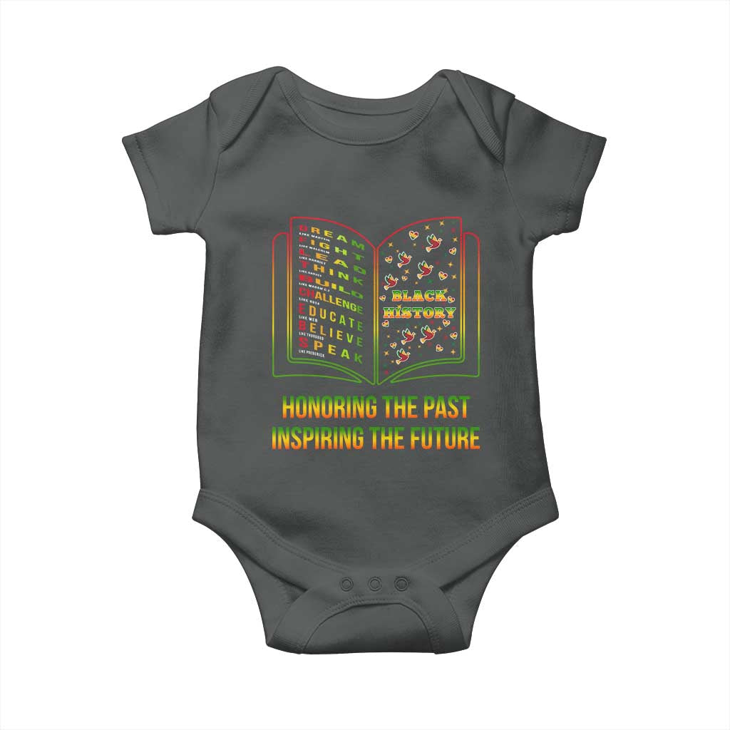 Black History Leaders Book Baby Onesie African American History For Teachers TS12 Dark Heather Print Your Wear