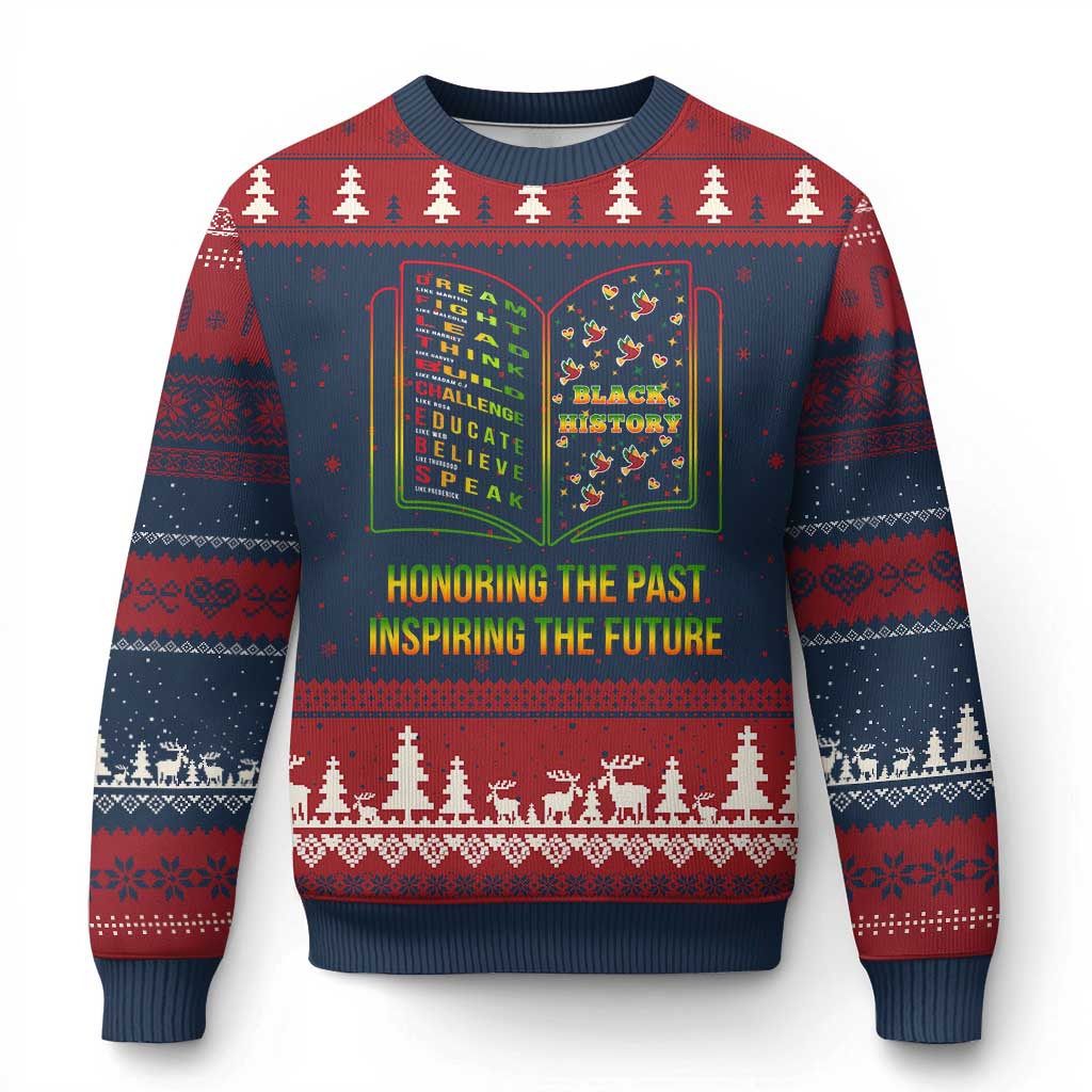Black History Leaders Book Ugly Christmas Sweater African American History For Teachers TS12 Navy Red Print Your Wear