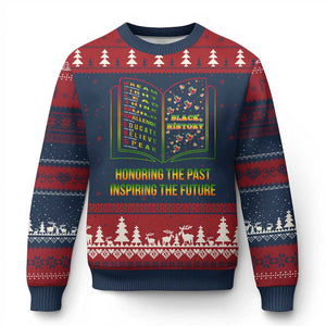 Black History Leaders Book Ugly Christmas Sweater African American History For Teachers TS12 Navy Red Print Your Wear