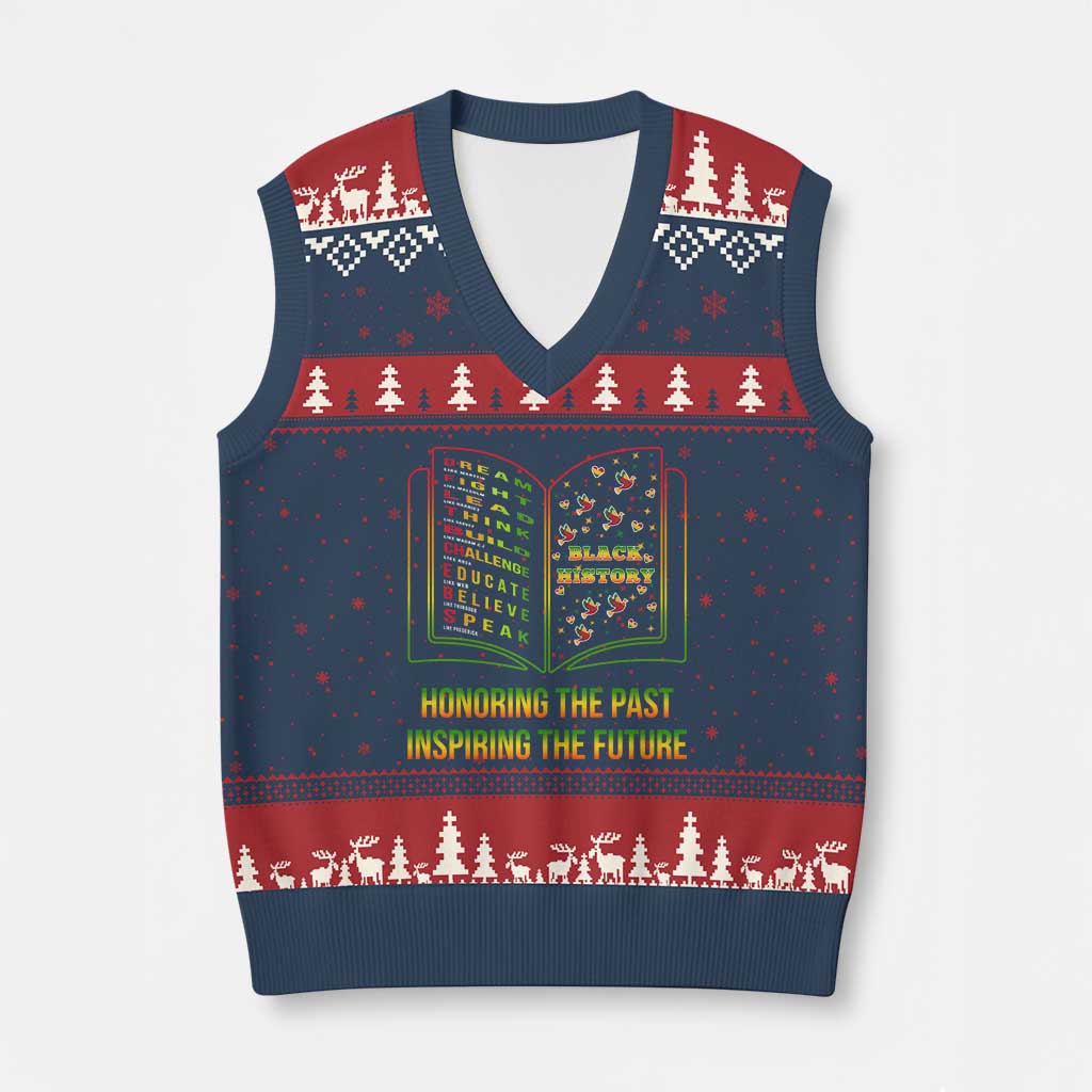 Black History Leaders Book V-Neck Knit Sweater Vest African American History For Teachers TS12 Navy Red Print Your Wear